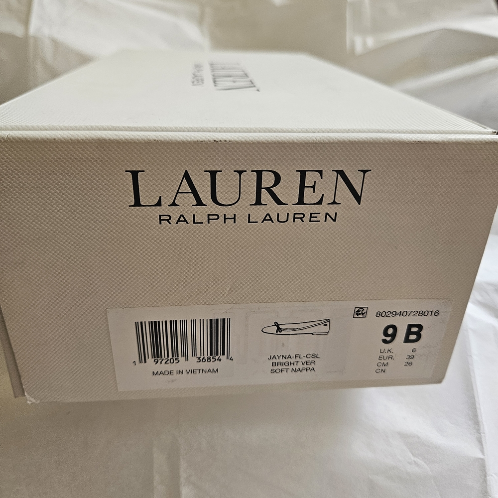 Lauren Ralph Lauren Jayna Red Leather Ballet Flats with Bow Detail - Picture 4 of 6